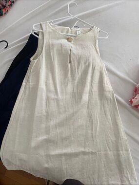 H&M linen blend cream shift dress never worn